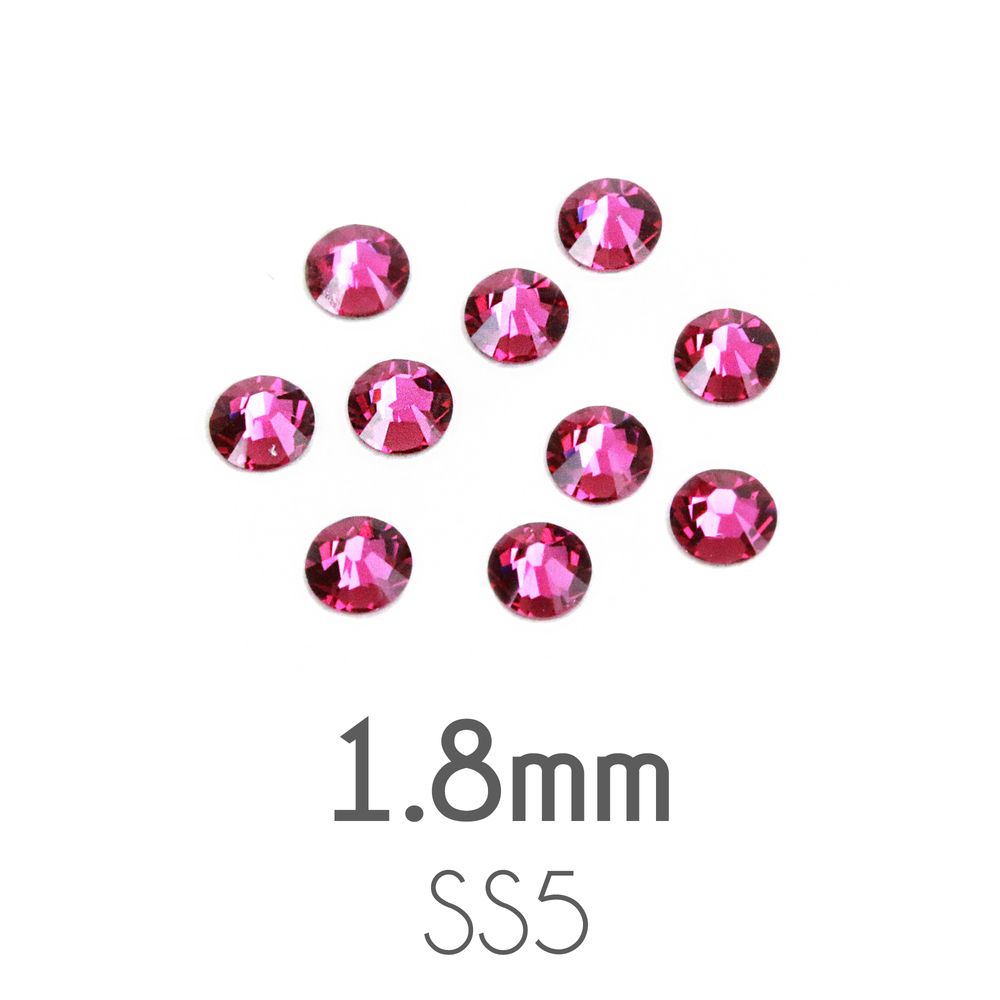 Beads & Swarovski Crystals 1.8mm Swarovski Flat Back Crystals, Fuchsia, Pack of 20